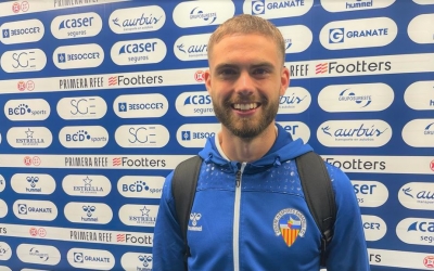 Guillem Molina ahir a la zona mixta del Besoccer La Condomina | Adrián Arroyo